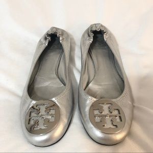 COPY - Tory Burch Reva Silver Metallic Flats